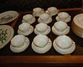 Cups and saucers go to the Lenox Mansfield set