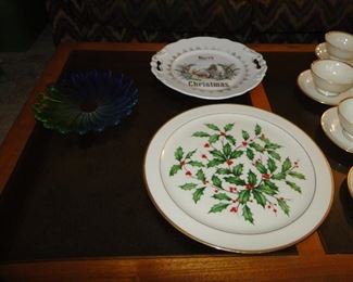 Lenox holly berry platter $30, Old Christmas Plate $20