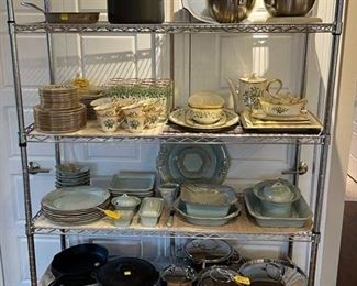 Lenox Christmas China with Wide Gold Rim, Casa Stone Dinnerware, and other Pots & Pans
