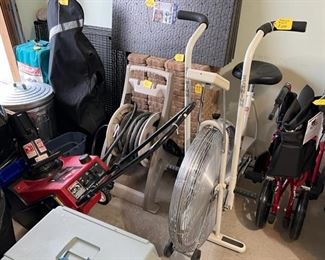 Schwinn Exercise Bike (Like New), Toro Snowblower, Hose Reel, Golf Club Set, Inflatable Bed, Paving Bricks, and Much More