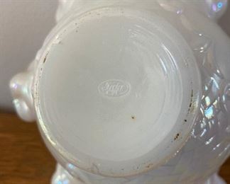 Fenton white opalescent ruffle bowl