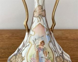 Vintage Germany hand-painted double handle vase