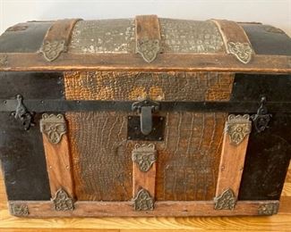 Antique dome top steamer trunk
