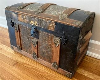 Antique dome top steamer trunk
