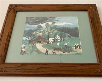 Framed Grandma Moses "Thunderstorm"