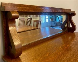 Antique hutch with beveled mirror