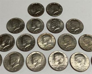 1969, 1971 (3), 1972 (2), 1973, 1974 (2), 1976 Bicentennial (2), 1979 (2), 1980, 1985, 1988, 1990 Kennedy silver dollars