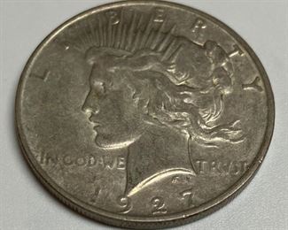 1927 Liberty Peace silver dollar, Denver mint, fine