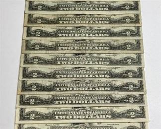1976 series (12) and 1995 series (4) $2 bills