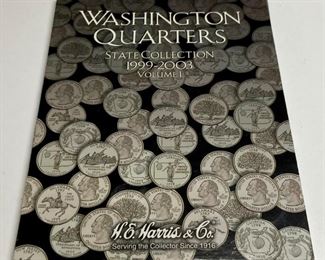 Washington Quarters State Collection books; two Volume I 1999 - 2003, one Volume II 2004 - 2008