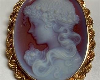 14k gold cameo necklace