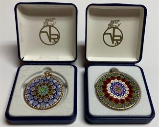 Venetian Republic original Murano glass sterling silver pendant; Venetian Republic original Murano glass gold plated 24K pendant