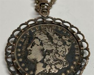 1892 Morgan silver dollar pendant
