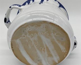 JB Cole blue drip pot with lid