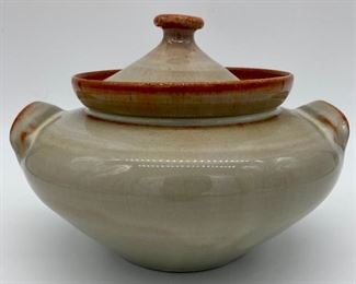 Signed LP pottery pot with lid