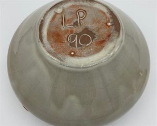 Signed LP pottery pot with lid