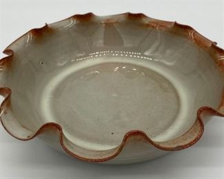 Signed LP pottery ruffle rim dish