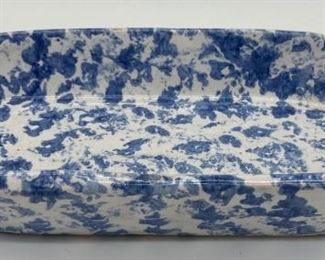 ByBee blue spongeware casserole dish