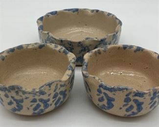 Bybee blue spongeware 5" bowls