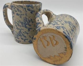 Bybee blue spongeware mugs