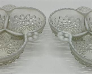 Fenton hobnail French opalescent divided bowls