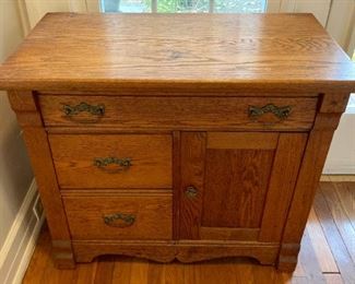 Antique oak cabinet table