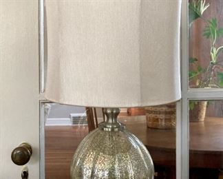 Silver tone glass desk lamp