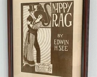 Vintage framed sheet music cover