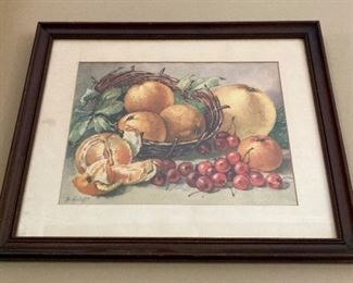 Vintage still life fruit pring