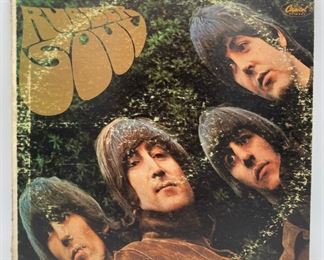 Vintage vinyl album "Rubber Soul" by The Beatles