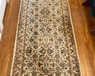 Capel 100% wool Vente-Ispahan Ivory carpet runner 2'6" x 12'6" (including fringe)