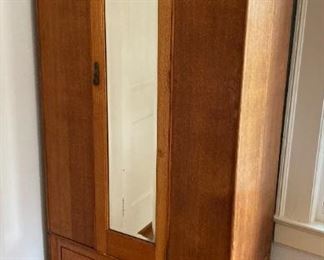 Antique 1920s wood inlay wardrobe