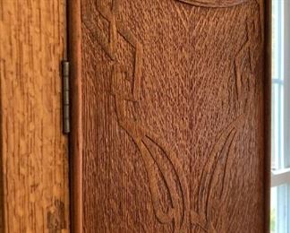 Antique 1920s wood inlay wardrobe