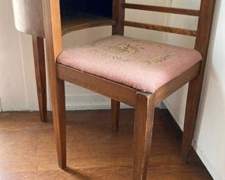 Mid-Century telephone stand with chair