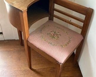Mid-Century telephone stand with chair