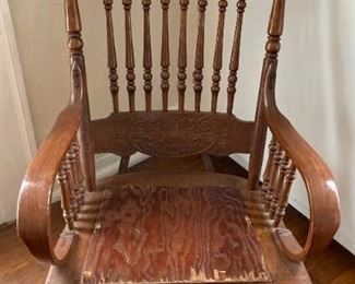 Antique dragon carved rocking chair