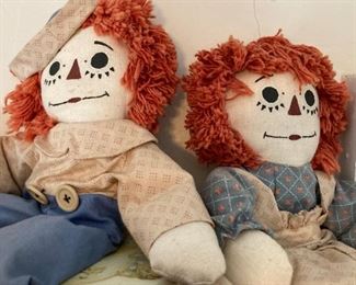 Vintage hand-made Raggedy Ann and Andy dolls