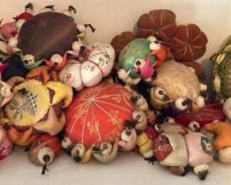 Vintage sewing storage and pin cushions