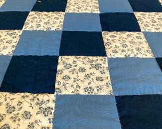 Vintage 1990s Amish blue Triple 9 Patchwork quilt