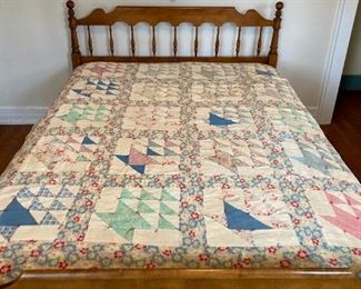 Antique Grandmother's Flower Basket / Candy Dish tied quilt