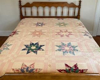 Depression era Applique Flower on Star quilted