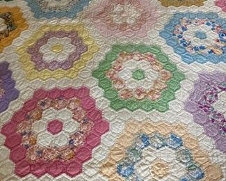 Antique Grandmother's Flower Garden quilt