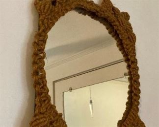 Macrame mirror frame with mirror