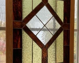 Vintage brown tone framed stained glass