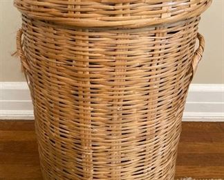 Tall wicker basket with lid