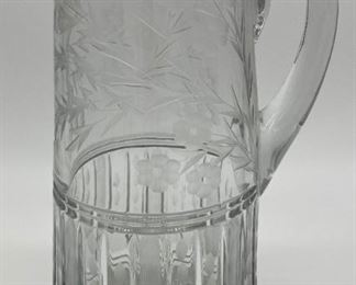 Vintage 1920s etched glass pitcher and 6 tumblers