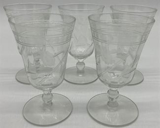 Vintage etched glass juice glasses (set of 6)