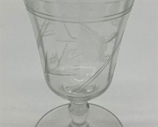 Vintage etched glass juice glasses (set of 6)