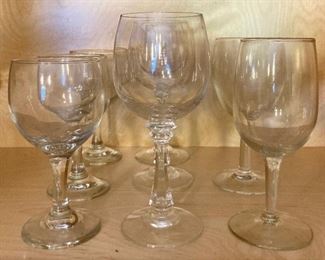 Assorted wine glasses and water goblets