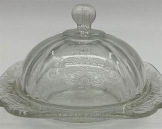 Vintage Federal glass "Madrid" covered butter dish